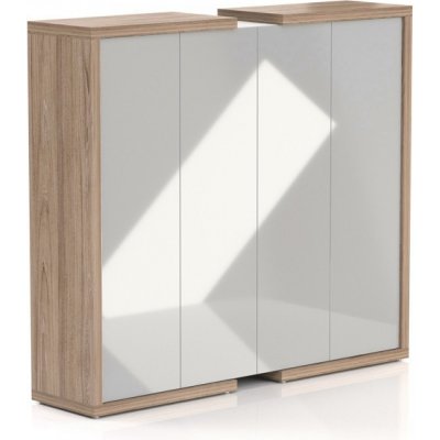 Lineart Rauman Vysoká skříň 211,2 x 50 x 187,6 cm jilm světlý / bílá – Zboží Mobilmania