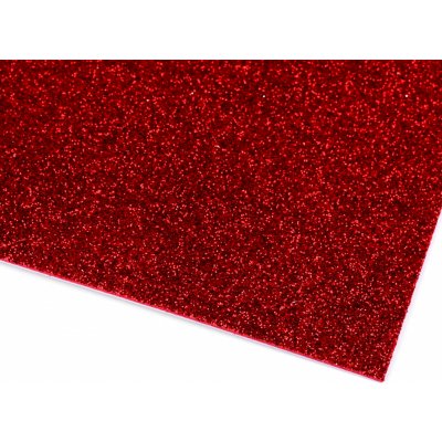 Samolepicí pěnová guma Moosgummi s glitry 20x30 cm - 2 ks Barva: červená