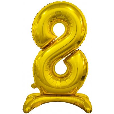 Balónek fóliový číslo volně stojící "8" zlatý 74 cm metalický – Zboží Dáma