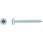 Uni vrut s půlkulatou hlavou PZ2 plný závit bíle pozinkovaný 4 x 12 mm, 50 ks – Hledejceny.cz