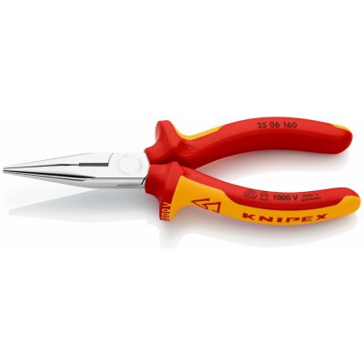 KNIPEX 25 06 160 Půlkulaté kleště s břity (Kleště pro radiotechniku) izolované vícesložkovými návleky, certifikace VDE chromované 160 mm – Sleviste.cz