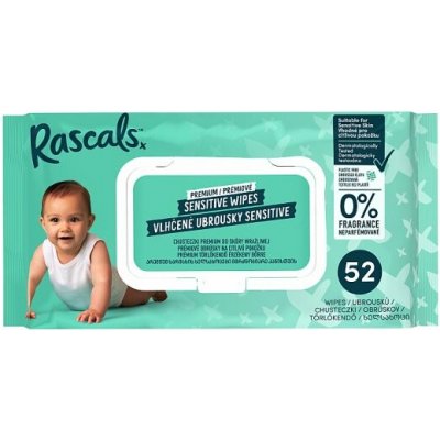 Rascals Sensitive prémiové vlhčené ubrousky 52 ks – Hledejceny.cz