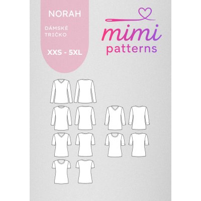 Dámský střih na tričko Norah, el. formát | MIMI patterns - S (A4) domácí tisk – Zboží Dáma