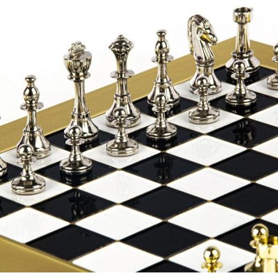 Šachy kovové staunton černá, zlatá, bílá – Hledejceny.cz