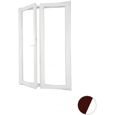 Aluplast dvoukřídlé balkonové dveře Dvojsklo Mahagon/bílá Levé 140 x 220 cm – Hledejceny.cz