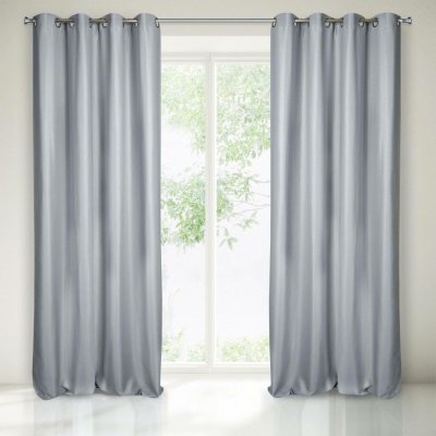 Eurofirany Závěs 140x250 cm stříbrný na kovových kroužcích ESSME – Hledejceny.cz