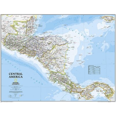 National Geographic Střední Amerika - nástěnná mapa 73 x 55 cm Varianta: bez rámu v tubusu, Provedení: laminovaná mapa v lištách – Hledejceny.cz