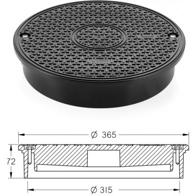 MIDAS Poklop plastový A15 se zátěží do 7,5t (75 kN), DN 315 (pouze na hladkou rouru) p3618 – Zboží Dáma
