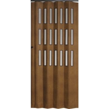 PETROMILA Koženkové shrnovací dveře šířka 160 cm HNĚDÁ plné 251-260 cm