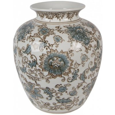 Porcelánová váza s modrými květy Vintage Unique - Ø 22*25 cm - Clayre & Eef – Hledejceny.cz