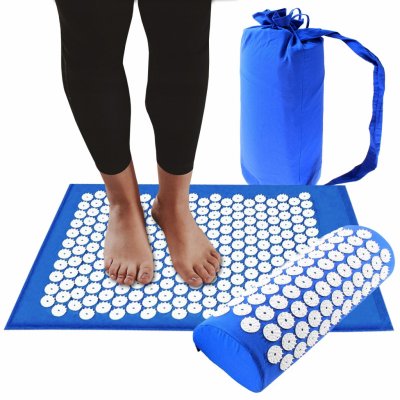 FIT Life AG483B Akupresurní podložka 65 x 40 x 2 cm s polštářem 14 x 37 x 10 cm modro-bílá – Zboží Mobilmania