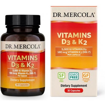 Dr. Mercola Vitamín D3 5000 IU K2 180 mcg 30 kapslí