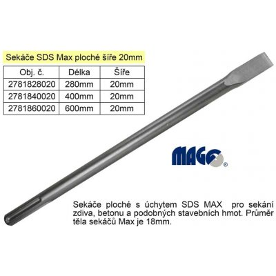MAGG Sekáč SDS MAX plochý 20x400mm – Zboží Mobilmania