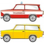 Bestr model Trabant 601 combi – žlutý a dobový hasičský – Zboží Mobilmania
