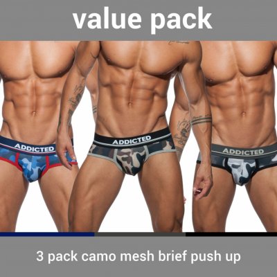 Addicted AD697P Camo Mesh Brief push Up slipy 3Pack