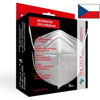 Tex-Tech respirátor FFP2 PREMIUM 5 vrstev 10 ks – Hledejceny.cz