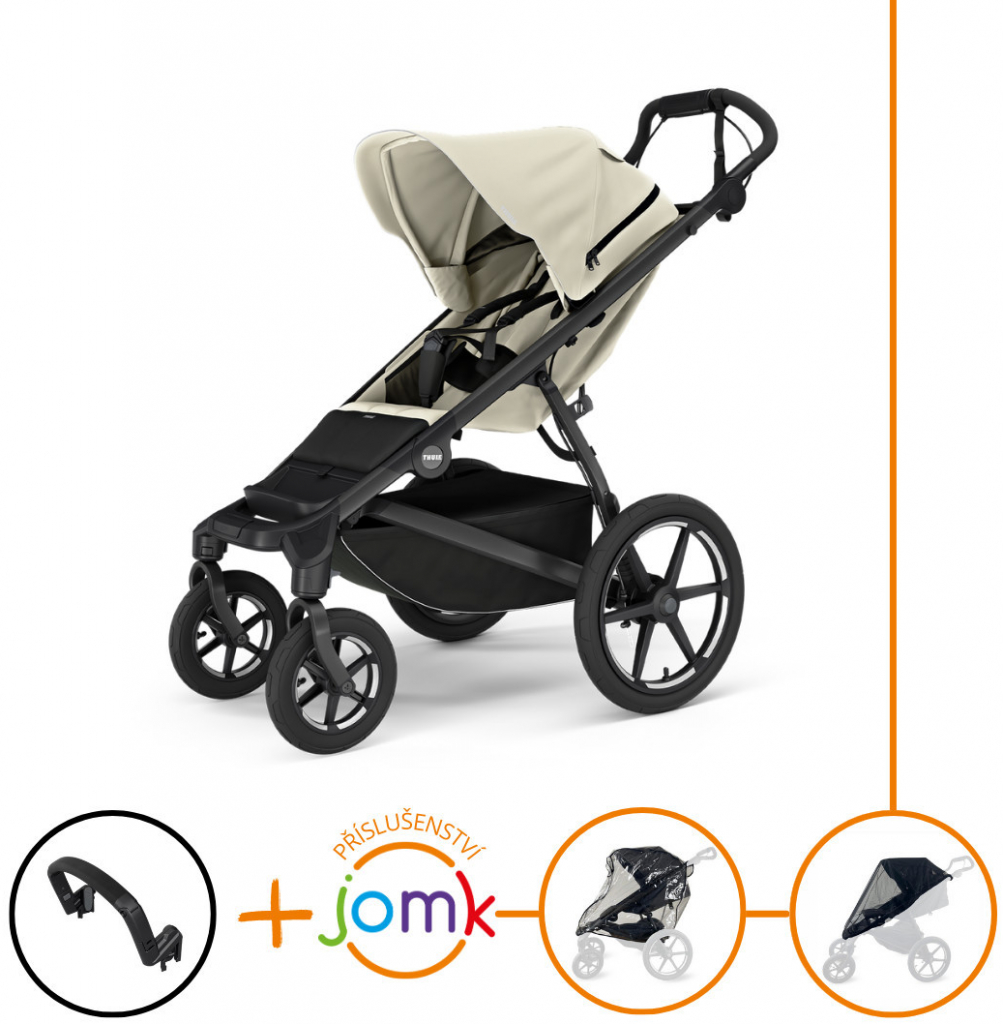 Thule Set 4v1 Urban Glide 4-wheel Soft beige 2024 + madlo + JOMK pláštěnka + JOMK ochranná síť