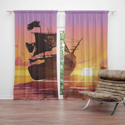 Sablio Závěs Pirátská loď při západu slunce: 2ks 140x250cm – Hledejceny.cz