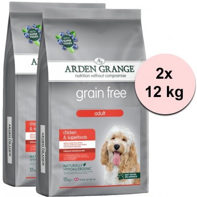 Arden Grange GF Adult Chicken & Superfoods 2 x 12 kg – Hledejceny.cz
