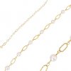 Náramek Šperky Eshop ve žlutém zlatě bílé kulaté perly oválná očka se zářezy S3GG35.26