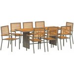 Omaxi 455727 Zahradní jídelní souprava 9 pcs Šedá 190 x 80 x 75 cm polyratan – Hledejceny.cz