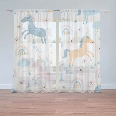 Sablio Záclony Duhoví jednorožci: 2ks 150x250cm – Hledejceny.cz