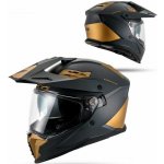 UFO helma COSMOS OFFROAD / DUAL / TOURER / CROSSOVER se štítem, kšiltem a sluneční clonou barva černá/zlatá velikost L ( ECE 22R06 ) - kolekce 2026