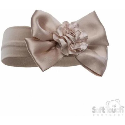 Kojenecká čelenka mašlička s květem kapučíno – Sleviste.cz