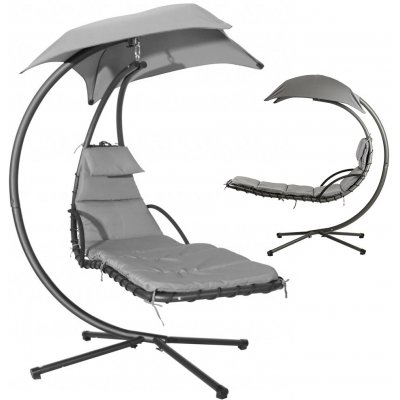 MultiGarden PH006 Závěsné zahradní lehátko se stříškou tmavě šedé – Sleviste.cz