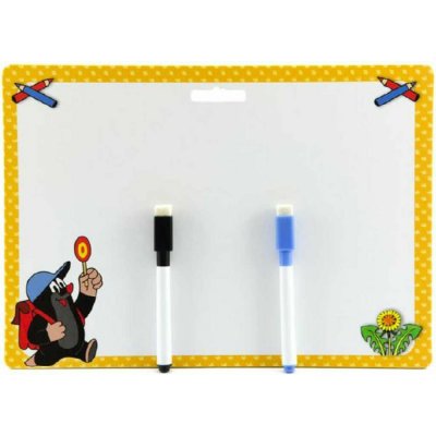 AKIM Tabulka stíratelná oboustranná 30x21cm Krtek set se 2 fixy 10706519 – Sleviste.cz