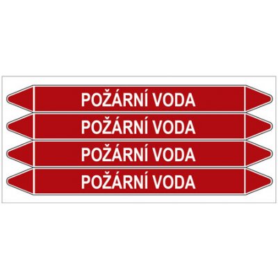 Značení potrubí, požární voda,4 ks, 250 × 26 mm