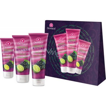 Dermacol Aroma Ritual Hrozny s limetkou tělové mléko 200 ml + sprchový gel 250 ml + krém na ruce 100 ml dárková sada