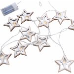 Solight LED vánoční řetěz hvězdy 10x LED dřevo 1,5m 2x AA – Hledejceny.cz