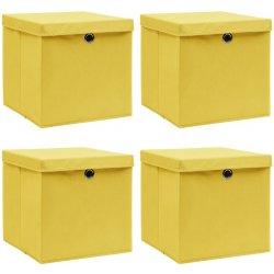 zahrada-XL Úložné boxy s víky 4 ks žluté 32 x 32 x 32 cm textil