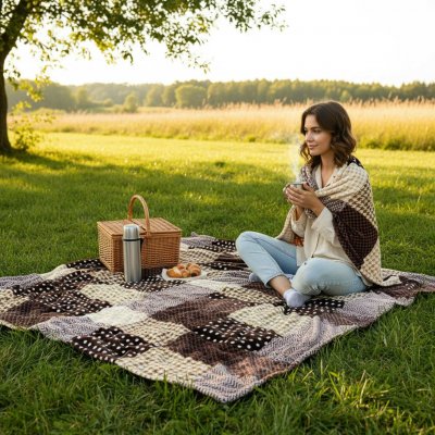 Bellatex KEMPING PLUS hnědá kostka lehká deka z mikrovlákna 150x200 – Hledejceny.cz