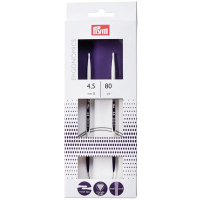 Prym pletací jehlice PRYM ERGO 215805, ergonomické plastové, kruhové, 1 kus, délka 80cm, velikost 4,5mm – Zboží Dáma