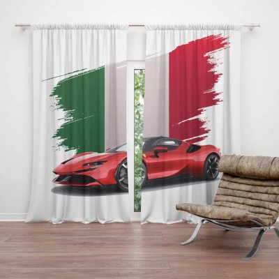 Sablio Závěs Ferrari Italská vlajka: 2ks 140x250cm – Hledejceny.cz