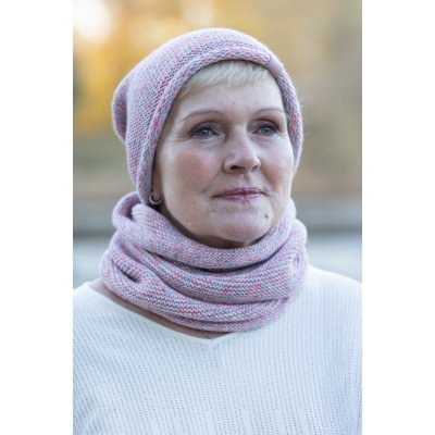 Zimní set čepice a nákrčník MELÍR Červenomodrý melír – Hledejceny.cz