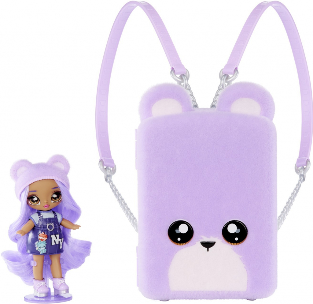 MGA Na! Na! Na! Surprise fialový batoh City Bear + Mini Fashion