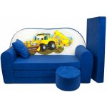 Fimex Dětská rozkládací pohovka + taburet Bagr modrá – Hledejceny.cz