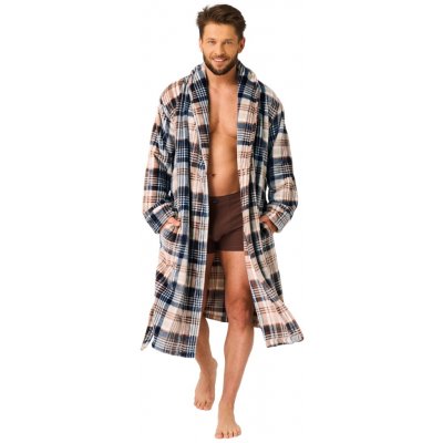 Pánský župan KEY 443 béžová-kostkovaný vzor – Zboží Mobilmania