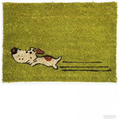 Bo Ma Trading Rohožka barevná zelený pes Hnědá Zelená 40 x 60 cm – Zboží Dáma