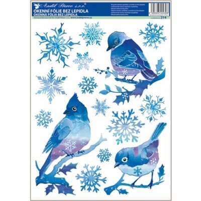 Anděl Okenní fólie modrá s glitry ptáčci 37 x 29 cm – Hledejceny.cz