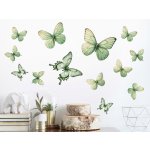 Nalepte.cz Motýli zelení 13 ks samolepky na zeď arch, rozměry 20 x 20 cm – Zboží Dáma