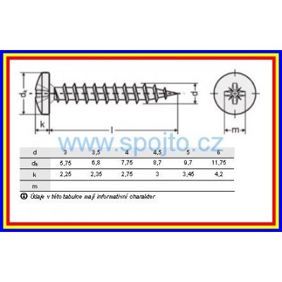Vrut 4.5 x 45 půlkulatá hlava, křížová drážka, BÍLÝ ZINEK – Hledejceny.cz