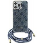 Guess iPhone 15 HC CROSSBODY CORD 4G PRINT modré