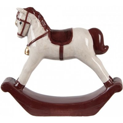 Clayre & Eef Béžovo-hnědá keramická dekorace houpací koník ChrisMs - 15*4*14 cm – Hledejceny.cz