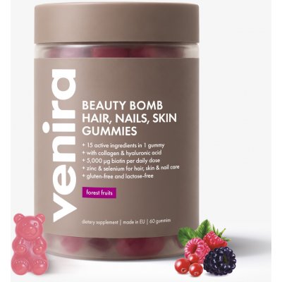 Venira Beauty Bomb pro vlasy, nehty a pleť lesní plody 60 medvídků – Hledejceny.cz