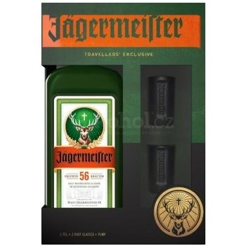 Jagermeister Party Pack 35% 1,75 l (dárkové balení 2 sklenice)