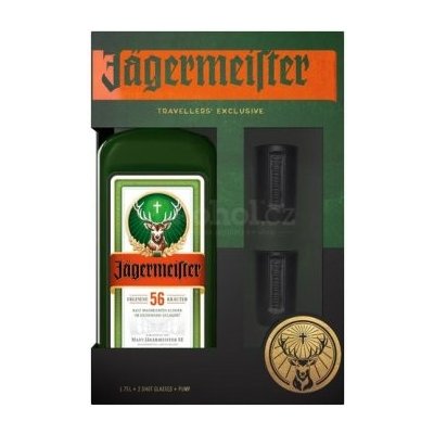 Jagermeister Party Pack 35% 1,75 l (dárkové balení 2 sklenice) – Sleviste.cz